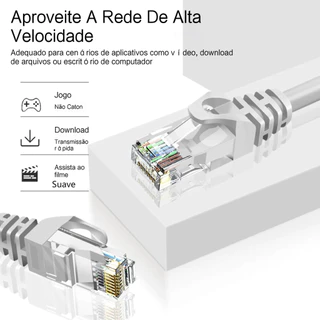 Cabo de Rede Lan Rede E CFTV Internet Com Conector Injetado CAT6 RJ45 20 Metro LE-316