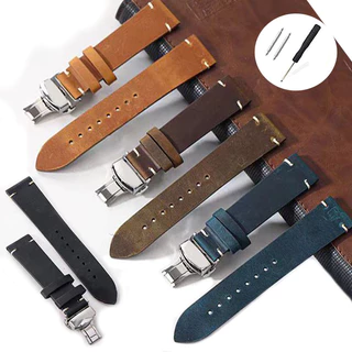 Pulseira De Relógio De Couro Cera De Óleo Vintage Genuíno De Vaca 18mm 20mm 21mm 22mm 24mm Para Seiko Retro Clássico Mas