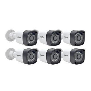 Kit 6 Câmeras de Segurança Full HD 1080p 2MP Bullet 20 Metros Infravermelho Lente 2.8mm Tudo Forte