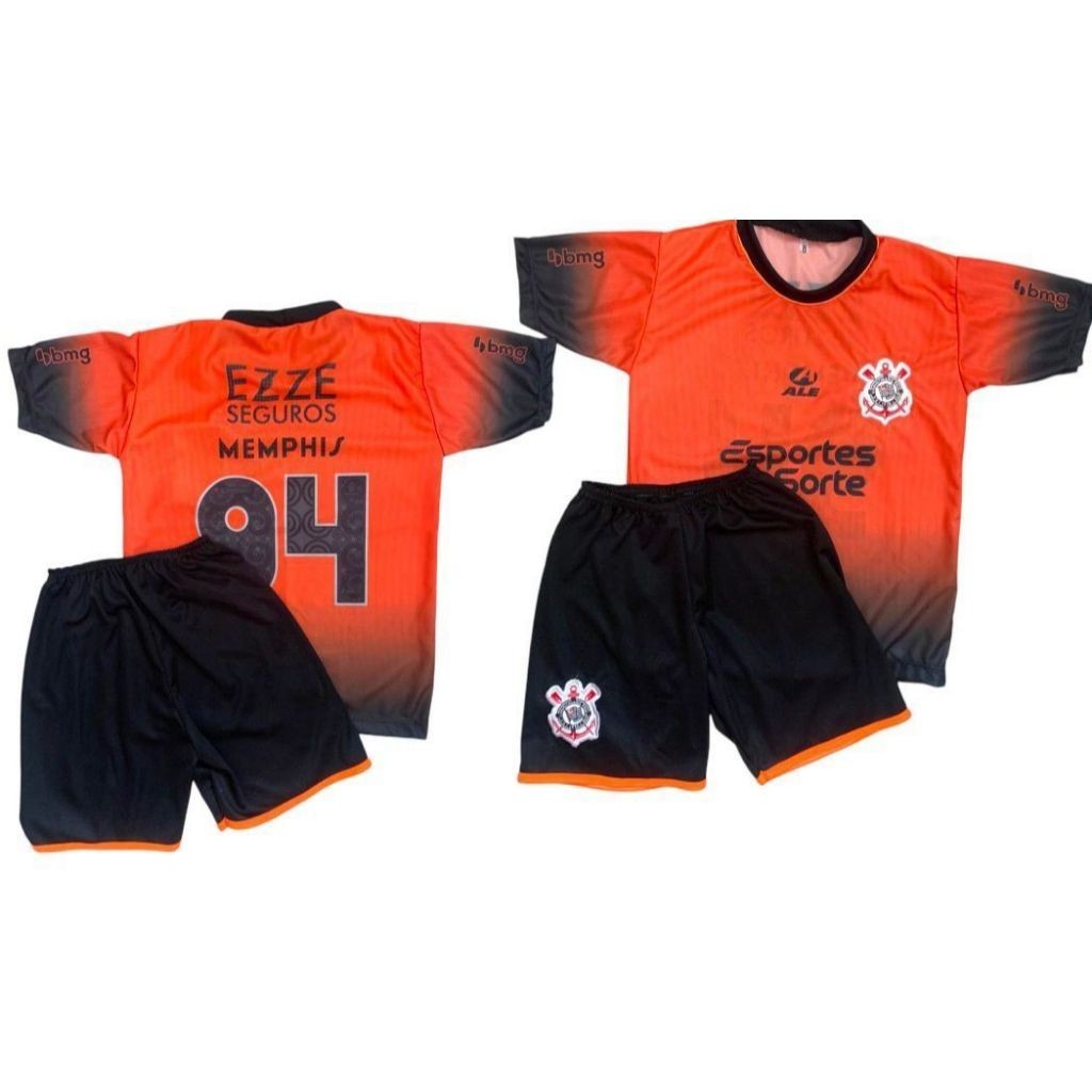 Conjunto CORINTHIANS MEMPHIS Uniforme Futebol Juvenil 2024 Versão Jogador