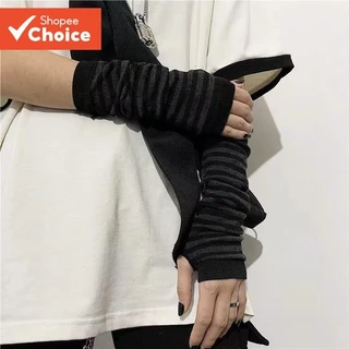 Luvas Unissex De Meio Dedo De Anime Y2K , Acessório De Cosplay Punk Listrado Moderno Com Material Macio Flexível Para Us em Oferta na Shopee