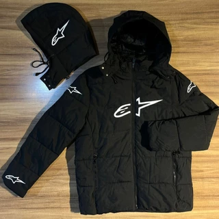 Jaqueta Masculina Alpi Importada Peluciado Inverno Motoqueiro Estilo Racing Forrada Com Capuz