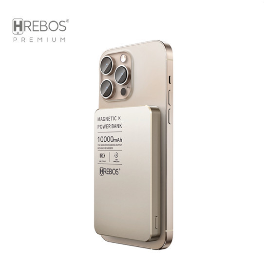 Power Bank Alumínio Magnético Portátil 10000mah Turbo 22.5W Compativel iPhone 12 13 14 15 16 Hrebos PB-909Hreb