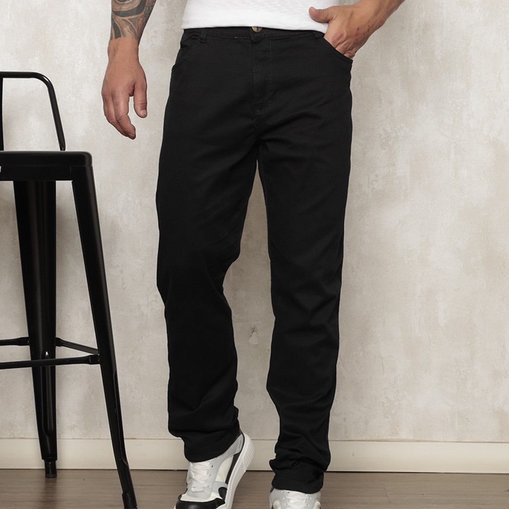 Calça Jeans Masculina Reta Preta Tendência | Shopee Brasil
