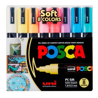 Estojo Caneta Posca Marcador Ponta 5m - 8 Cores Soft Colours