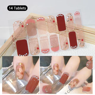 14 Tiras Adesivos De Unhas Em Gel Floristas De Cobertura Completa De Esmaltes Bricolage em Oferta na Shopee