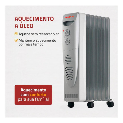 Aquecedor Elétrico Doméstico A Óleo Mondial Casa Ambiente