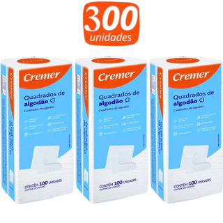 Algodão Quadrado Sem Perfume Cremer 100 Un Kit C/3 Pacotes