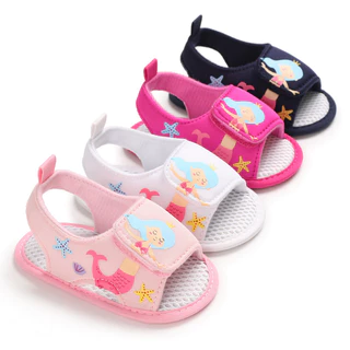 Sapatos De Bebê Moda Verão Menina Sereia Algodão Confortável Casual Sandália Pré-Caminhante Para 0-18 Meses