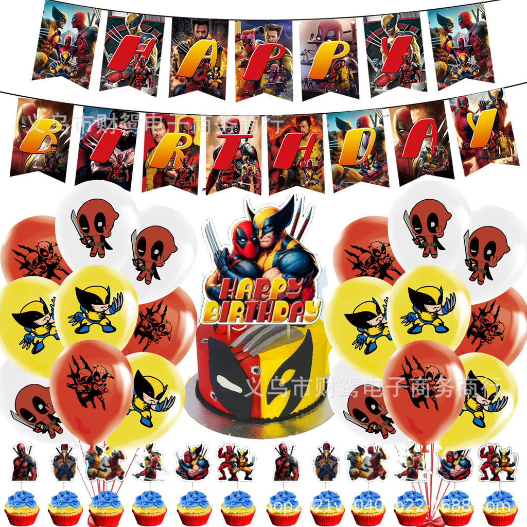banner De Decoração De Festa De Aniversário Temático Deadpool E ...