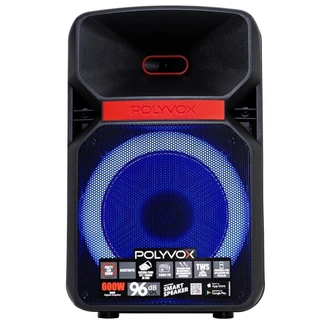 Caixa De Som Amplificada Bluetooth Portátil, Autonomia de Bateria de 7 horas XC-812T da Polyvox com 600w de potência, Woofer 12 polegadas, Tweeter, Leds Ritmicos, Entrada para Pen Drive, Controle por Aplicativo
