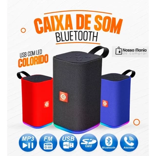 Caixa de Som Bluetooth Multimídia Soundbox Rádio Fm Usb com Led Colorido Exbom
