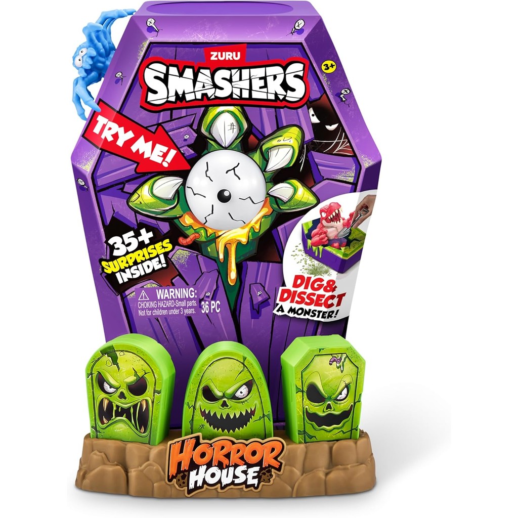 Smashers Horror House by ZURU Interactief speelgoed, verzamelspeelgoed voor kinderen en jongens, medium (30 cm) (zombie