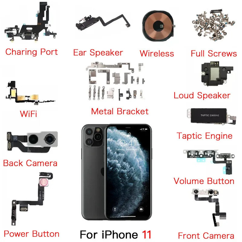 Peças internas Flex para iPhone 11 Front Camera Power Volume Botão Alto ...