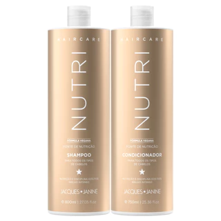 Kit Hair Care Nutri Jacques Janine Shampoo Sem Sal 800ml + Condicionador Leave-in 750ml Nutrição e Brilho