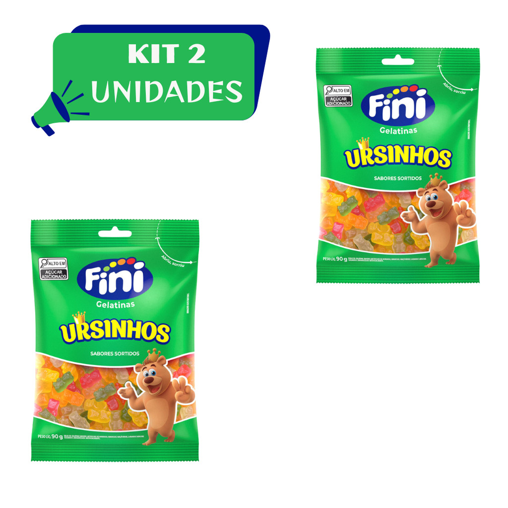Kit 2 Bala Gelatina Ursinho Frutas Fini 90g | Shopee Brasil