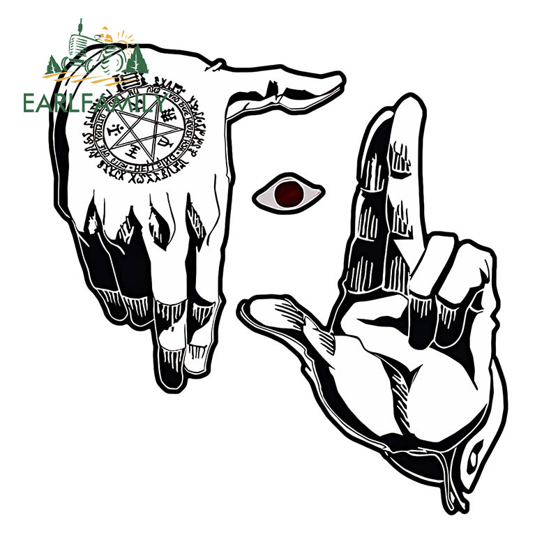 EARLFAMILY Autocolante De 13cm Para Carro Com Palma De Mão À Prova D'água Janelas De Motocicleta Skate Vinil Decalque Oclusão Fashionable Scratch Car Accessories