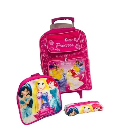 Kit Escolar Para Meninas Infantil Rosa Mochila + Lancheira + Estojo de Princesas. Promoção Volta as Aulas