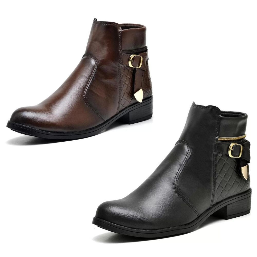 Kit 2 Botas Feminina Casual Salto Baixo | Shopee Brasil