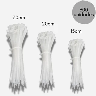 300 Unidades Presilha Enforca Gato Abraçadeira Nylon 3 tamanhos 15, 20 e 30 cm X3,6mm