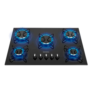 Fogão Cooktop 5 Bocas a Gás Mondial CTG-02 Preto/Inox Bivolt