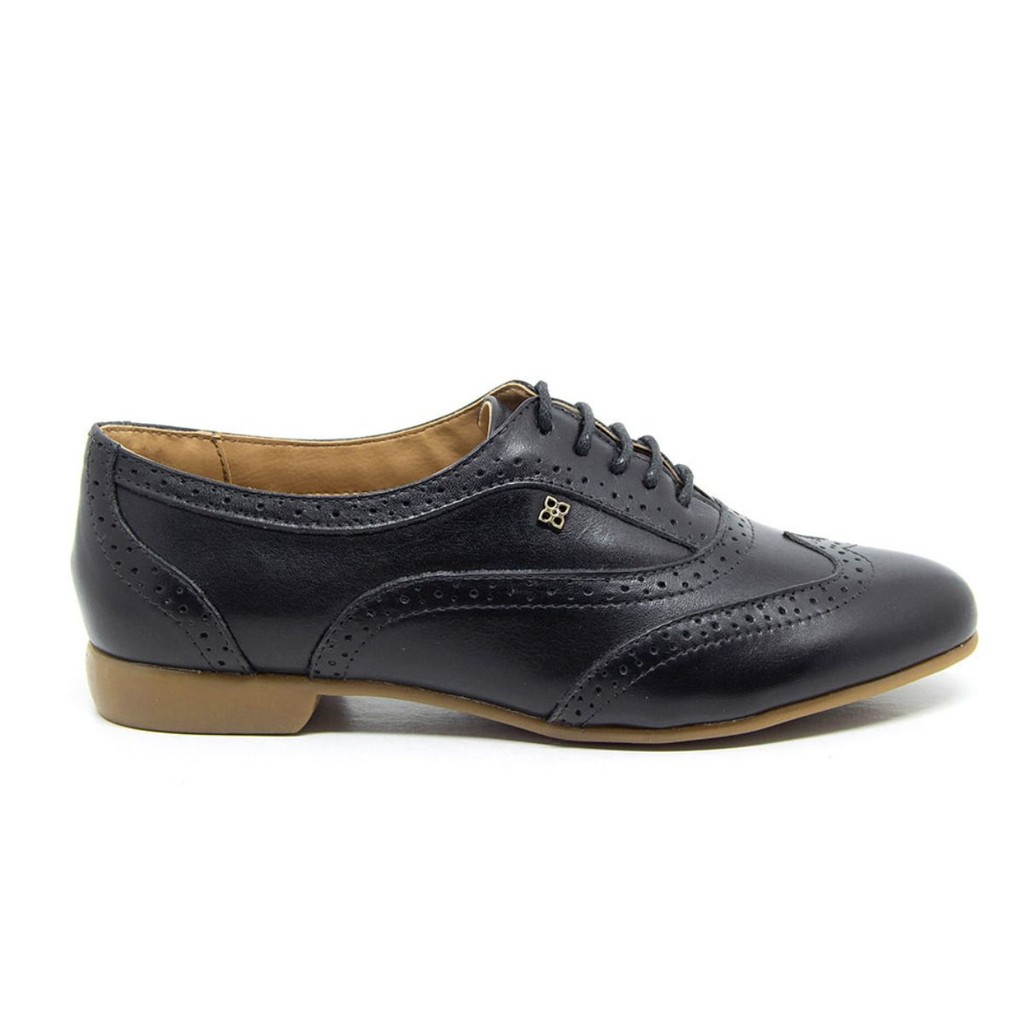 Sapato Social Feminino Oxford Em Couro Bico Fino Elegante Troian ...