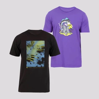 Kit com 2 Camisetas Hurley Preta e Roxa