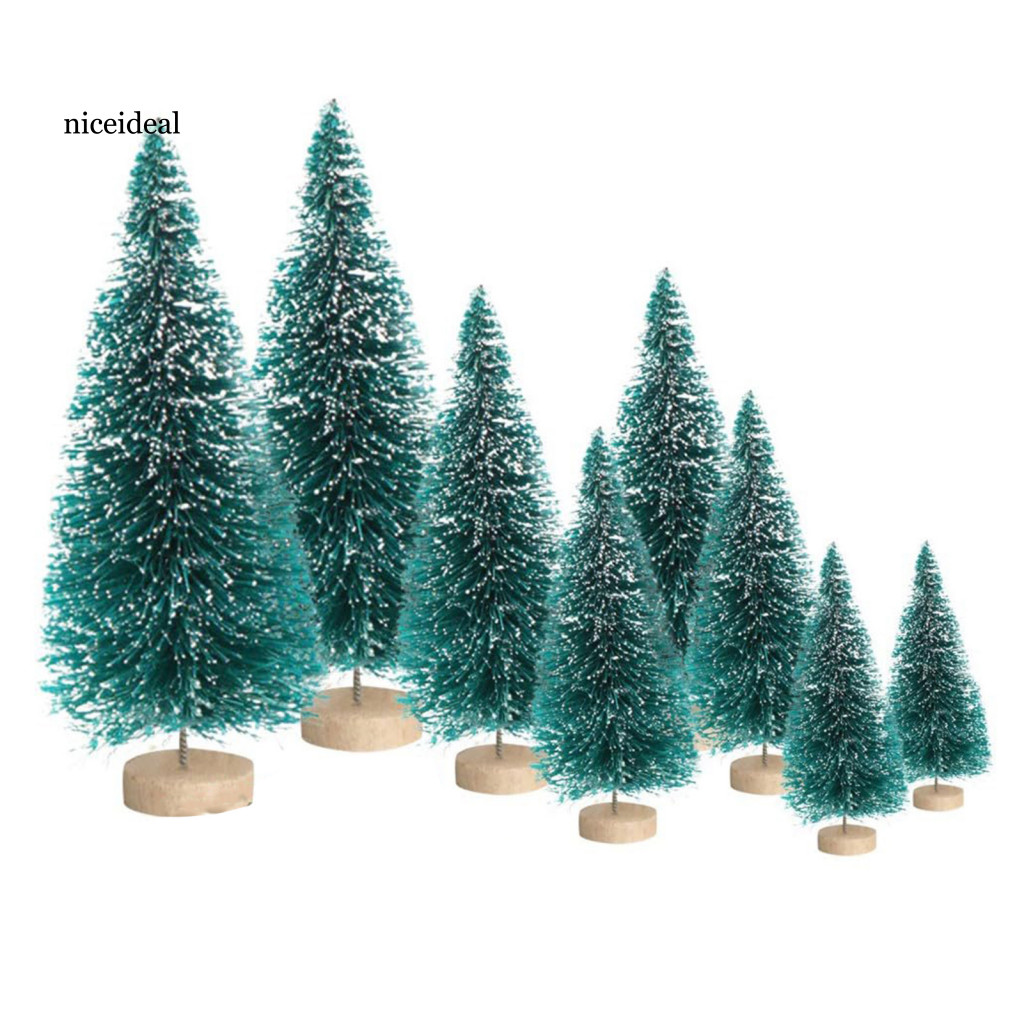 Stunning Holiday Centerpiece Christmas Tree Decoration Snowy Pine Miniature Xmas Ornaments Set for Home Office 8pcs