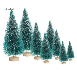 Stunning Holiday Centerpiece Christmas Tree Decoration Snowy Pine Miniature Xmas Ornaments Set for Home Office 8pcs