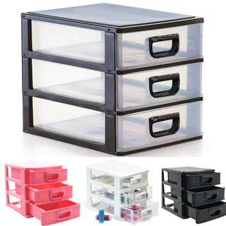 Gaveteiro Organizador De Mesa - Acessórios Brincos Maquiagem Remédio Medicamento Linhas Costura-3 Gavetas