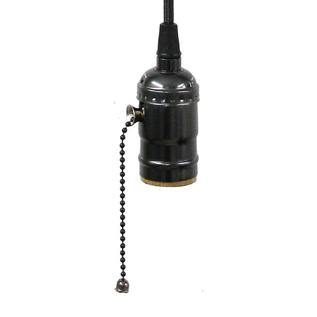 Pendente Retro Interruptor Acoplado Aluminio Preto 100cm E27