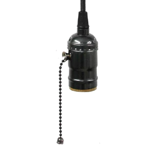 Pendente Retro Interruptor Acoplado Aluminio Preto 100cm E27