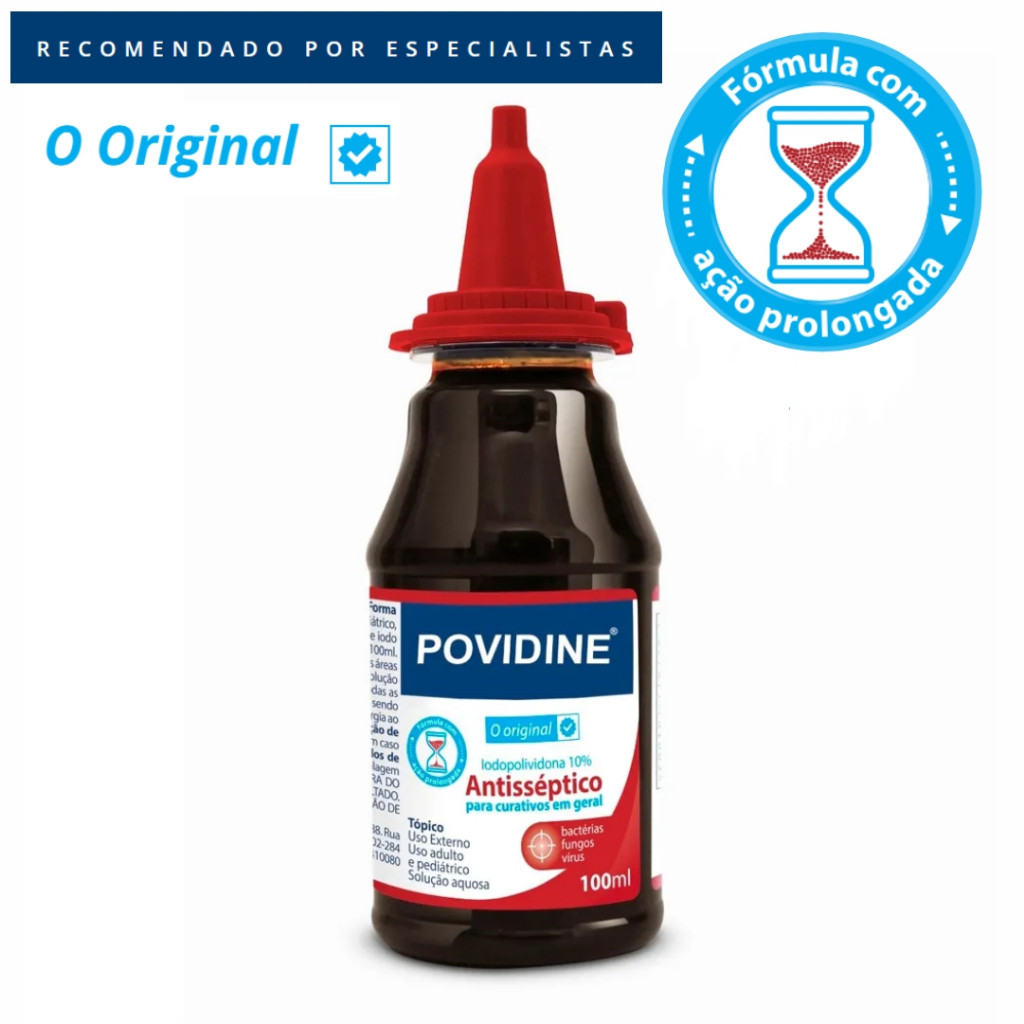 Povidine 100ml Original com Almotolia – Antisséptico Hospitalar com ...