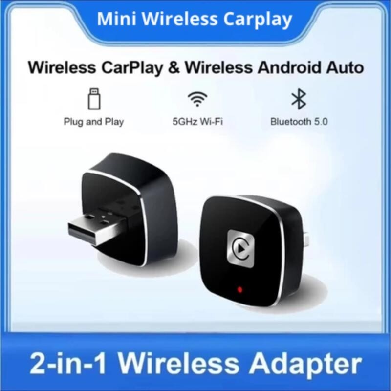 CarPlay Sem Fio Android Adaptador Automático 2 Em 1 Mini Caixa Plug & Play AI Box BT WiFi Para Carros Automotivos Com/An