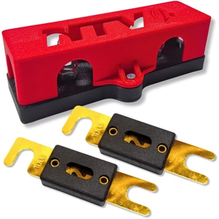 KIT PORTA FUSIVEL 3 VIAS COM TAMPA E 2 FUSÍVEIS FACA ANL GRANDE DISTRIBUIDORA PARA SOM AUTOMOTIVO