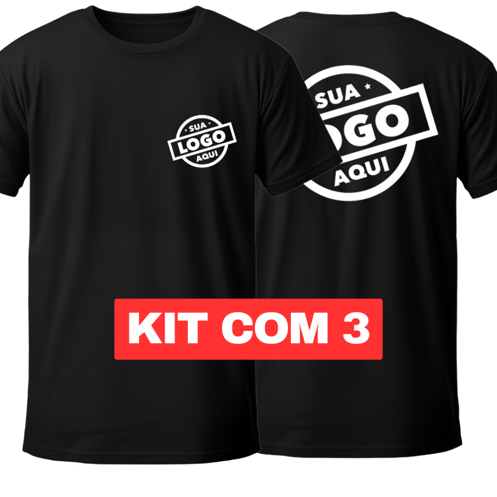 Kit 3 Camisetas Personalizadas Com Sua Logo 100% Algodão