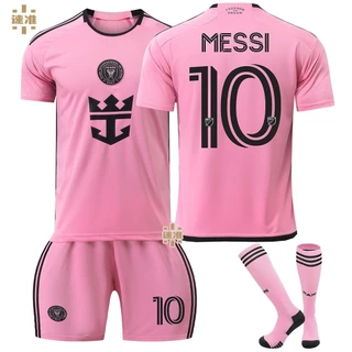 2024-25 Temporada Liga Principal De Futebol Inter Miami CF Home Football Kids Jersey Kit Lionel Messi Luis Suarez MLS Conjuntos Esportivos Com Meias