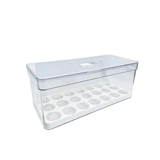 Organizador De Geladeira Cozinha Porta Ovos Empilhável 21/40Un Protetor Conservador Acrílico C/Tampa