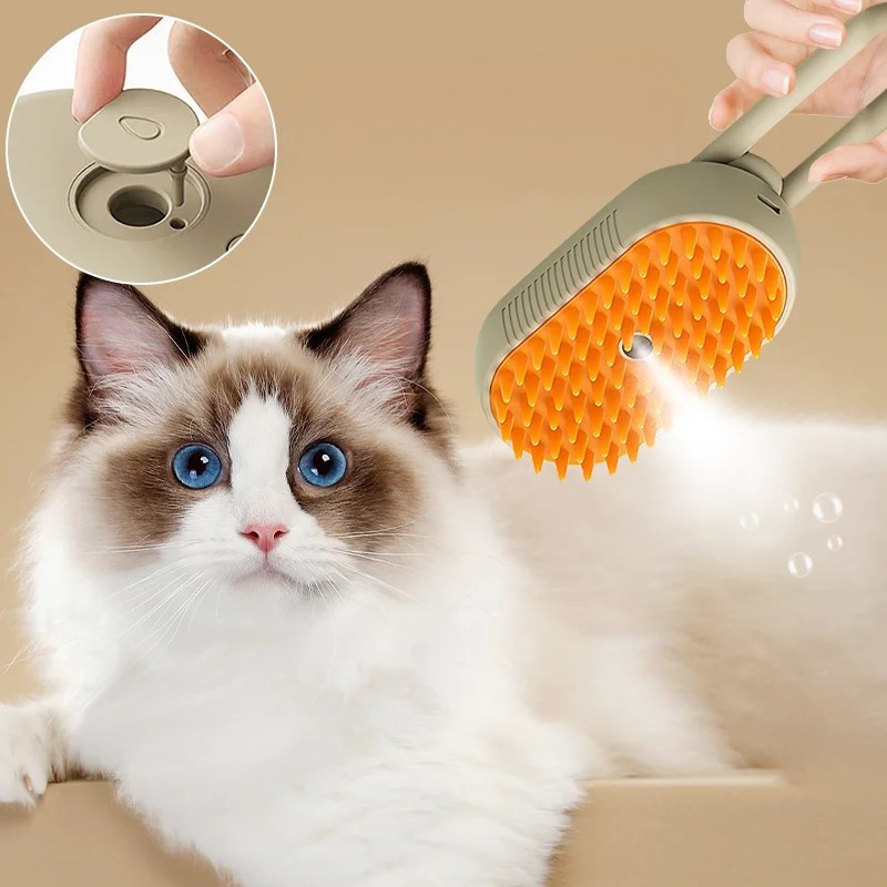 Escova A Vapor Para Animais Domésticos Limpeza De Cães Gatos Massagem Pente De Beleza 3 Em 1