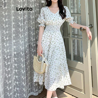 Lovito Vestido casual Ditsy com estampa floral para mulheres LNM72243