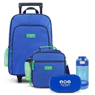 Conjunto Lancheira Térmica e Pote p/ Lanche,Garrafa 550ml e Mochila com Rodinhas