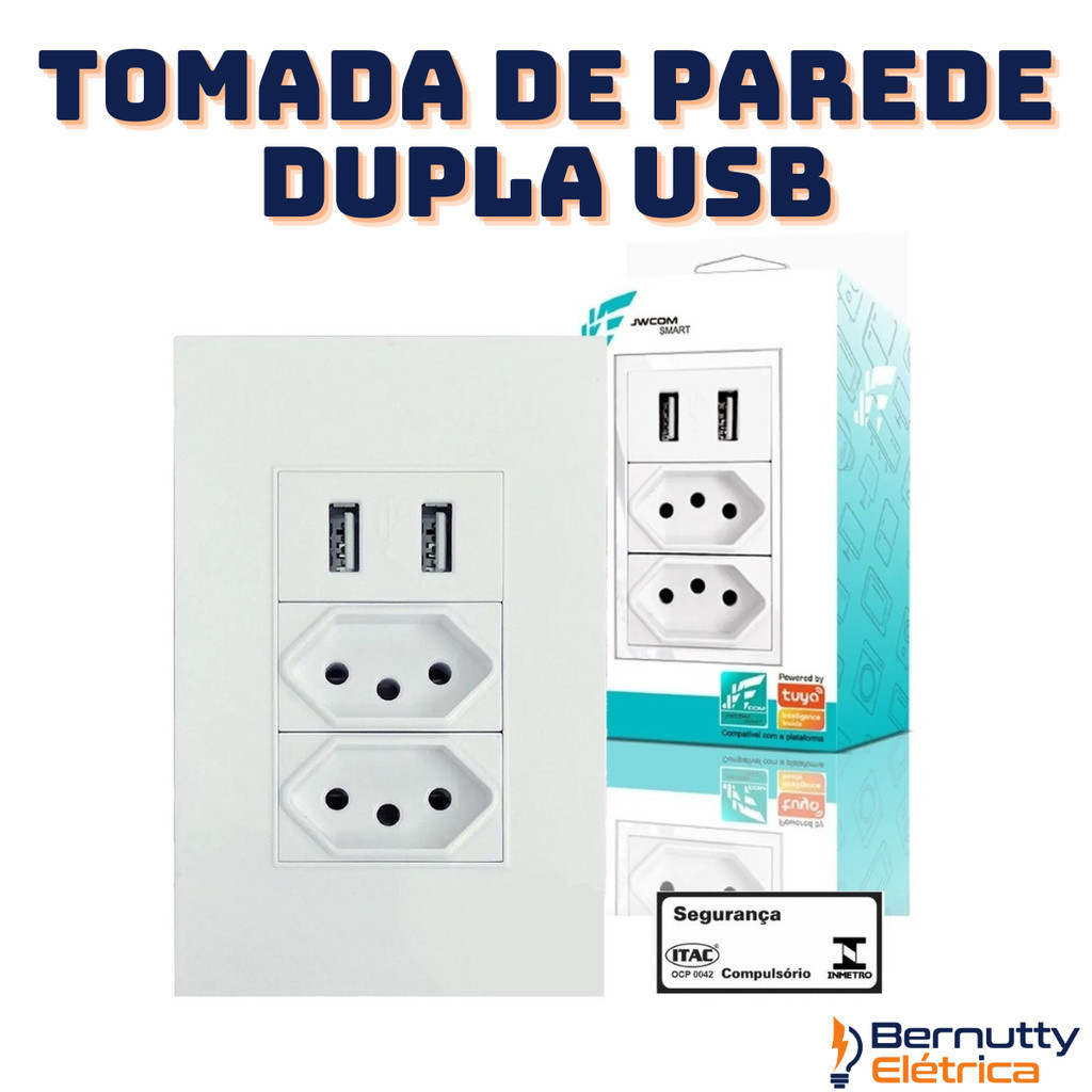 Tomada USB Universal Duo 2 Tomada De Parede Bivolt Multifuncional Com ...