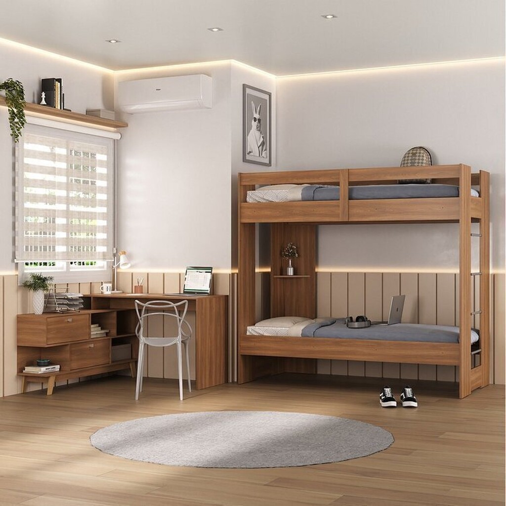 Quarto Juvenil Completo Nexis com Beliche e Escrivaninha em L 2 Portas ...