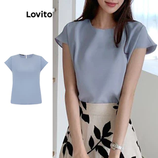 Lovito Blusa básica casual lisa para mulheres L100MD400