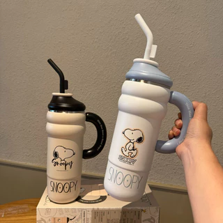 Copo Isolado Gigante Snoopy Para Manter Quente E Frio Térmico Portátil Com Canudo 1300ml Garrafa Térmica Grande De Aço Inoxidável Balança Embutida