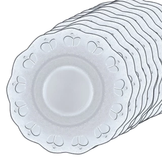 Jogo Pratos Fundos Vidro Transparente Resistente Louça 23cm