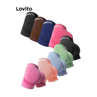 Lovito Short esportivo com impressão lisa esportiva para mulheres LNL75189