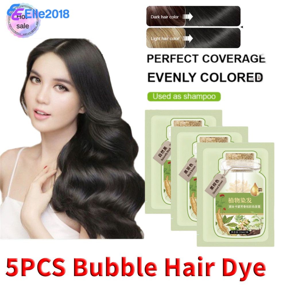 【5PCS Bubble Hair Dye】 Plant Hair Dye Green Aromatic Hair Transplant Pack Pode Cobrir Cabelo Branco Preto Household Quick Hair Dye Hair Care Product 30ml [🛒Melhor Preço Compre Agora]