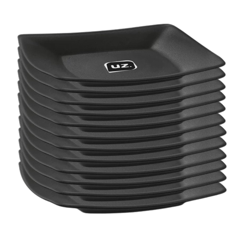 Kit 12 Pratos Quadrado Para Lanche Sobremesa Pequeno Design Sofisticado Café Da Manhã Prático