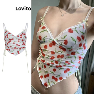Lovito Regata casual com padrão liso para mulheres LNA73420